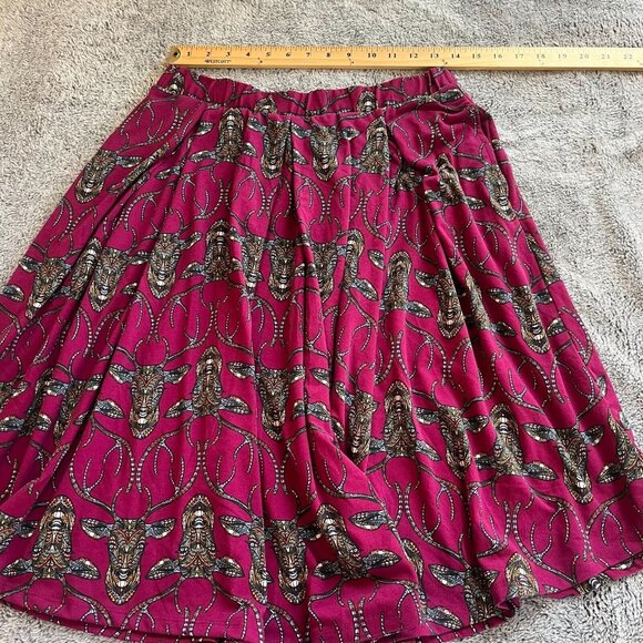 Lularoe Madison Skirt Medium Pleated Midi Knit Pull On Pockets Mosaic Deer 16685 - Picture 8 of 9